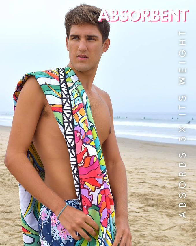 ECCOSOPHY Microfiber Beach Towel - Sand Free Towels are Quick Dry, Light Weight, Super Absorbent - Perfect Pool, Travel, Cruise, Camping Essentials - Oversized Extra Large for Adults 71x35 in