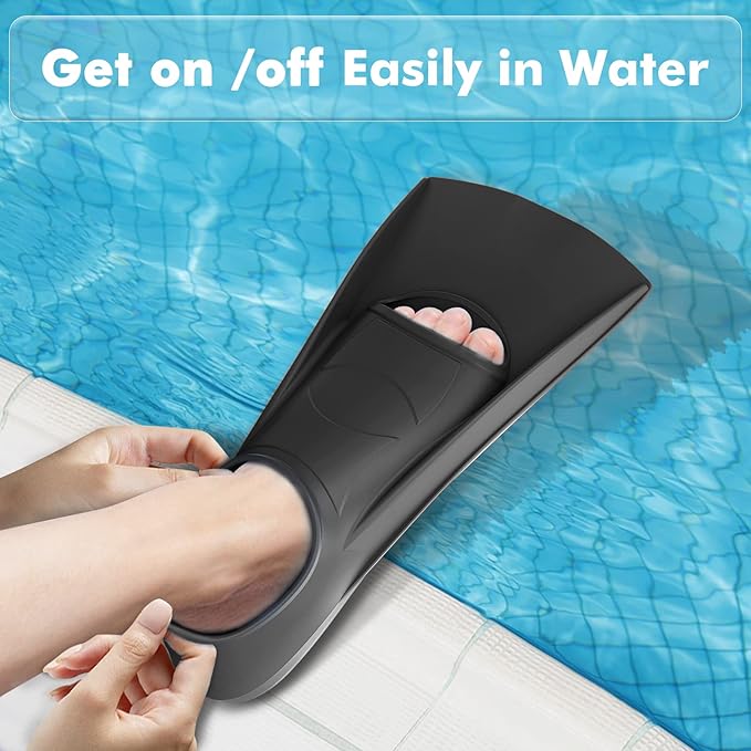 Gintenco Swim Fins, Kids Swim Training Fins for Lap Swimming, Travel Size Flippers with Mesh Bag, Silicone Swimming Fins for Kids Teens Adults Women Men