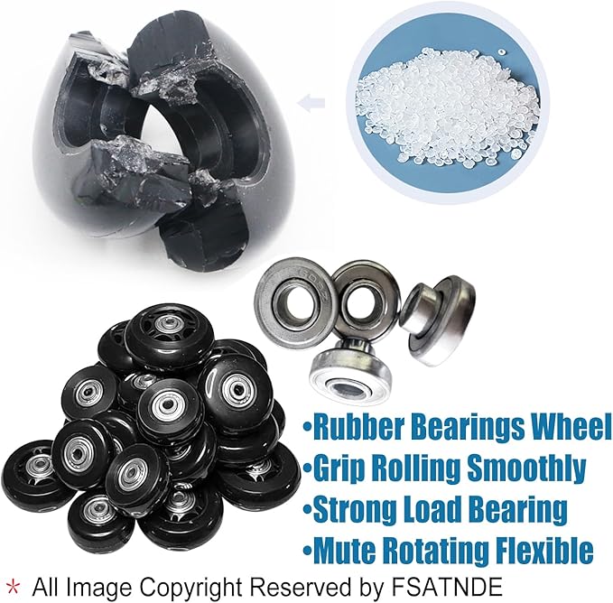 Replacement Wheels for Luggage 45mm x 18mm Set of 4 Luggage Suitcase Replacement Wheels, Rubber Swivel Caster Wheels Bearings Repair Kits