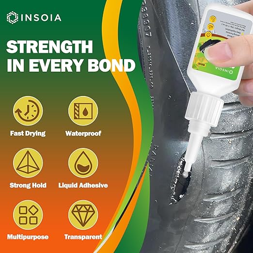 Super Rubber Glue, 30g Heavy Duty Rubber Adhesive for RC Tires, Shoe Soles, Belts, Hoses, Car Seals, Mats, Motorcycle Grips & DIY Repairs ??Quick-Dry, Waterproof, Heat-Resistant CA Glue