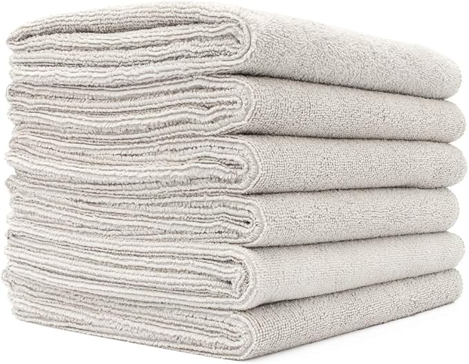 The Rag Company Microfiber Spa and Yoga Towel - Soft and Absorbent Towel for Gym, Spa, Exercise, Hotel, and Resort Use - Dries Fast - 16x27 inches, Ice Grey, 6-Pack