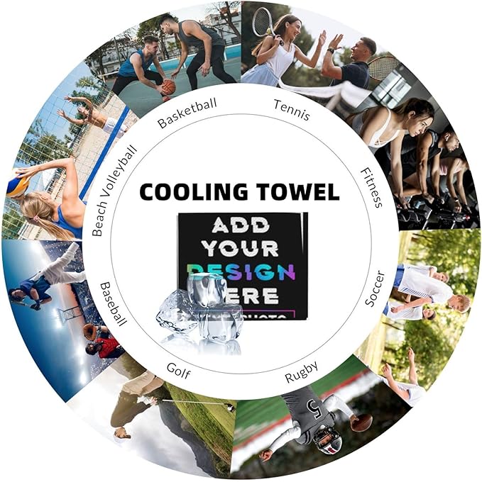 Custom 1-100PCS Cooling Sports Towel, Personalized Photo Logo Soft Cold Exercise Towel for Neck and Face Customized Quick-Drying Cooling Wrap Fitness Workout Sweat Towel 12"x40" (50)