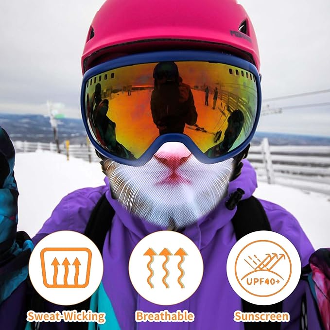 Ski Mask, 3D Cat Ski Mask Balaclava Face Men Women, Cat Mask with Ears, Cute Full Face Shiesty Mask Animal Ski UV Sun Protection Face Mask for Outdoor Hiking Riding Ski Halloween Party Yellow