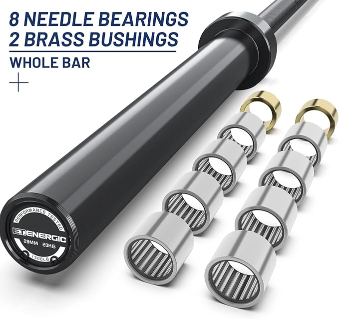 7ft Olympic Barbell Bar 45LB Load 1500lbs Capacity Available, for Gym Home Exercises, Weightlifting, Powerlifting for 2" Olympic Plates