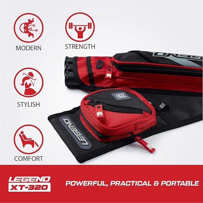 LEGEND XT320 Archery Quivers - Nylon Hip Quivers with 3 Arrow Tube Cases for Target Shooting - Adjustable Waist Belt, T-Slot, Storage Compartments for Accessories, Gear, Tools, Release Tab, Score Card