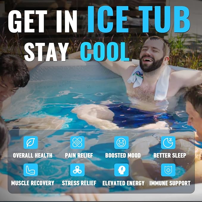 Inflatable Octagonal Ice Bath Tub for Groups, Party Cold Plunge Tub with Insulated Lid, Water Chiller Compatibility, EVA Groundsheet, Backpack, 660 Gallon, 78.74" L x 78.74" W x 27.56" H