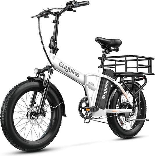1000W Folding Electric Bike, 48V 20AH Large Removable Battery E Bike, 30+MPH, 80 Miles Max Range, 20" Fat Tire Electric Bike for Adults, Adult Electric Bicycles for Commute Beach Snow
