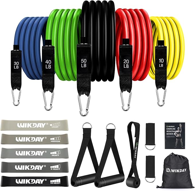 Exercise Resistance Bands with Handles for Working Out, 150/200/250/300 lbs Workout Bands Set with Door Anchor for Physical Therapy, Yoga, Pilates
