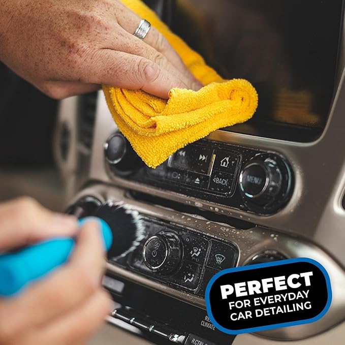 The Rag Company - Edgeless 365 Microfiber Towels (10-Pack) Premium 70/30 Blend, Professional Polishing, Wax Removal, Auto Detailing, 365gsm, 16in x 16in, Gold