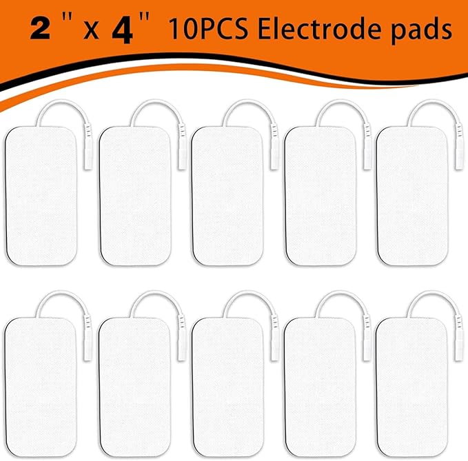 10PCS TENS Unit Replacement Pads 2x4, Reusable Electrodes for Muscle Stimulator Machine, Compatible with AUVON TENS, TENS 7000, Etekcity Tens Unit