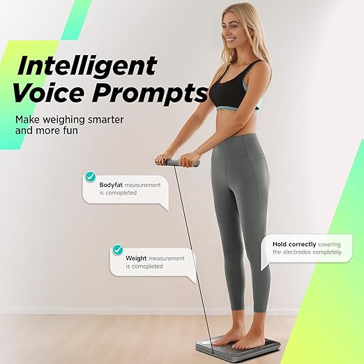 RunStar Digital Bathroom Scale for Body Weight, Body Fat, BMI 28 Measurements, Innovative 8-Electrode Smart Scales FSA&HSA Eligible with Voice Prompt Function High Accurate Bluetooth Weight Machine