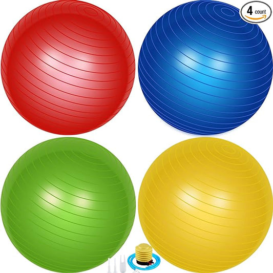 Leyndo 4 Pcs 26 Inch Yoga Exercise Ball Pilates Pregnancy Birthing Fitness Ball with Quick Pump Anti Burst for Improved Posture, Balance, Yoga, Pilates, Training