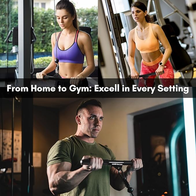 EVMT 15-Inch LAT Pulldown Attachments for Home Gym โ LAT Pull Down Bar, Cable Machine Accessories for Tricep Bar, Bicep, Back Training, Full Rotation, Heavy-Duty Strength Workout Equipment