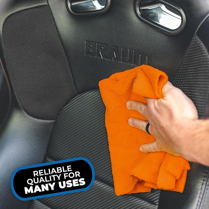 The Rag Company - Edgeless 365 Microfiber Towels (10-Pack) Premium 70/30 Blend, Professional Polishing, Wax Removal, Auto Detailing, 365gsm, 16in x 16in, Orange