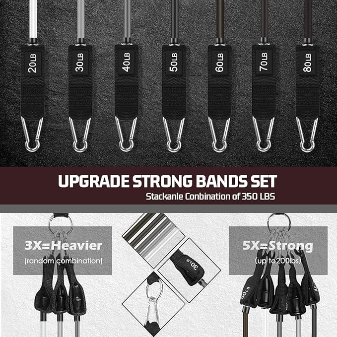 VEICK Resistance Bands, Exercise Bands for Working Out with Handles, Elastic Workout Bands for Men Women, Exercising Bands for Strength Training Equipment at Home Gym