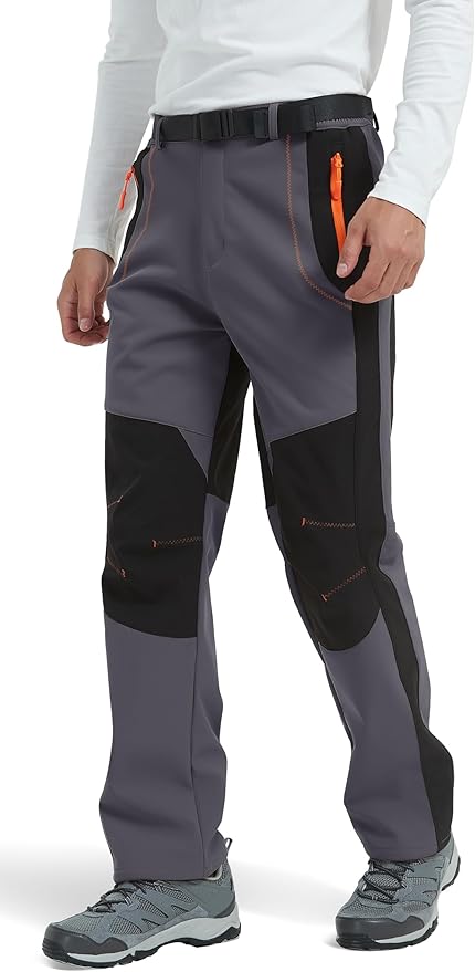 Men's Hiking Snow Ski Pants Softshell Fleece Lined Winter Water Repellent Outdoor Fishing Cargo Pants