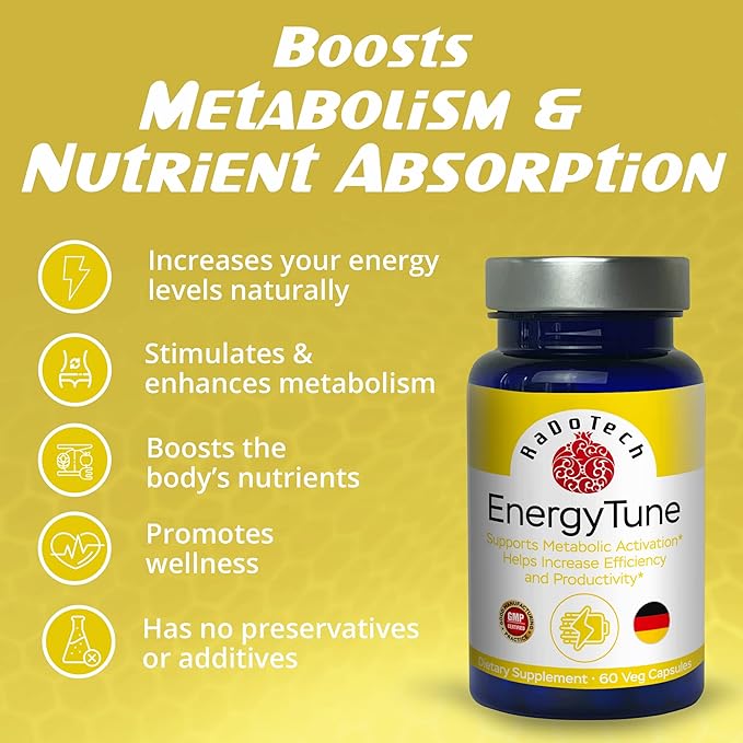 EnergyTune Energy Supplements, Increases Nutrient Absorption and Promotes Overall Health and Immune Support - Non-GMO, Gluten Free, Vegetarian - Veg Capsules (60 Count (Pack of 1))