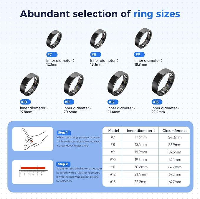Smart Ring for Women & Men Fitness Tracker with Heart Rate, Blood Pressure,Blood Oxygen,Step Counting, Sleep Monitoring,IP68 Waterproof for iPhone and Android, No Subscription Fee (Rose Gold, 11)