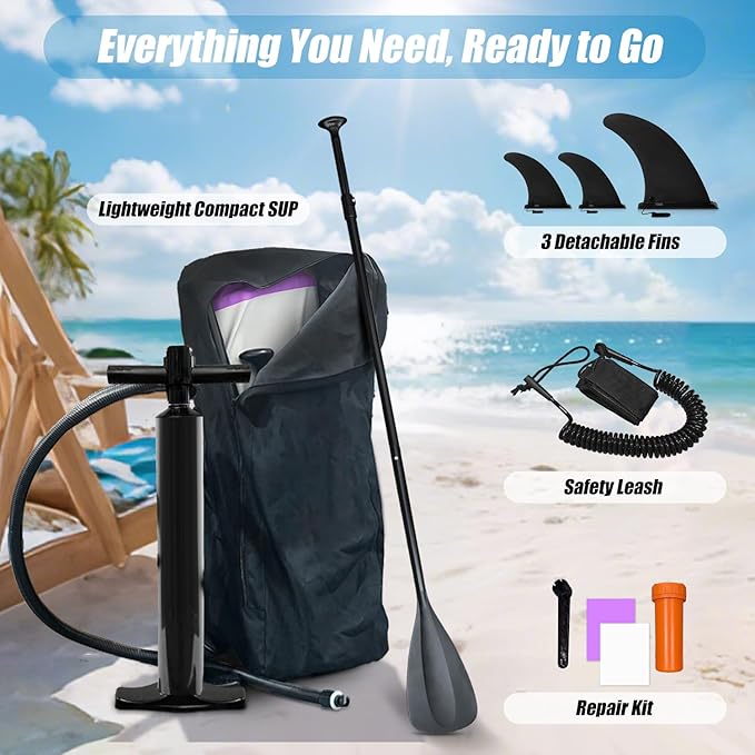 10' Inflatable Stand Up Paddle Board, Ultra-Light Wide Yoga Board for All Skill Levels with Premium SUP Paddleboard Accessories, 84L Waterproof Bag, Non-Slip Comfort Deck for Youth & Adults