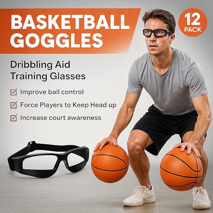 Liberty Imports 12 Pack Basketball Dribbling Goggles Adjustable Sport Training Glasses Aid for Team Training Aid Basketball Equipment Safety Specs for Adult Teenagers Youth