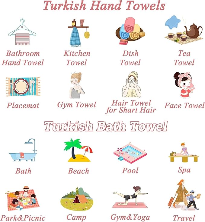 HAVLULAND Turkish Beach Towels Oversized -100% Turkish Cotton Super Soft Lightweight - Absorbent and Quick Drying Bath Towel - Sand Free Beach Towel - Turkish Towels for Adults (Yellow, 12 Pack)