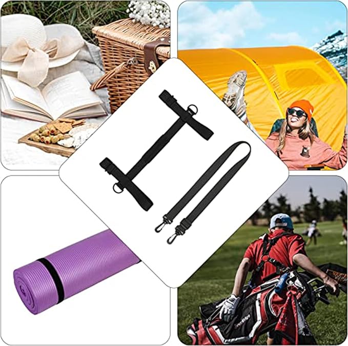 WISDING Yoga Mat Strap, Portable Yoga Mat Sling, Picnic Blanket Strap with Adjustable Shoulder Strap & Handle for Festivals Picnics Camping Motorcycle Bedroll Pilates