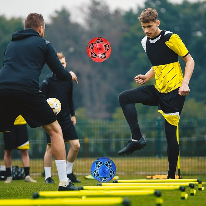 Lenwen 12 Pcs Soccer Balls with Pump Bulk Official Size 5 4 3 Kids Teen Adult Indoor Outdoor Sports Soccer Ball Toddler Youth Gift for Training Game Practice Christmas Operation