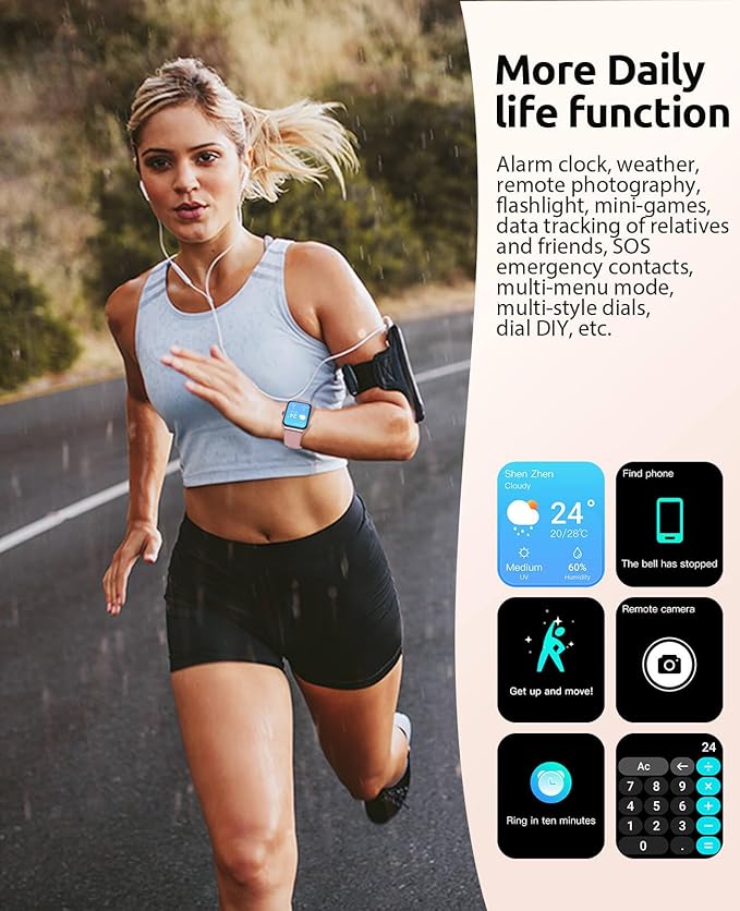 Smart Watch for Women with SOS Emergency Alert, 1.91" GPS Watcher with 100+ Sports Modes, Blood Pressure/Blood Oxygen/Heart Rate/Sleep Monitor, IP68 Waterproof Smartwatch for Android iOS