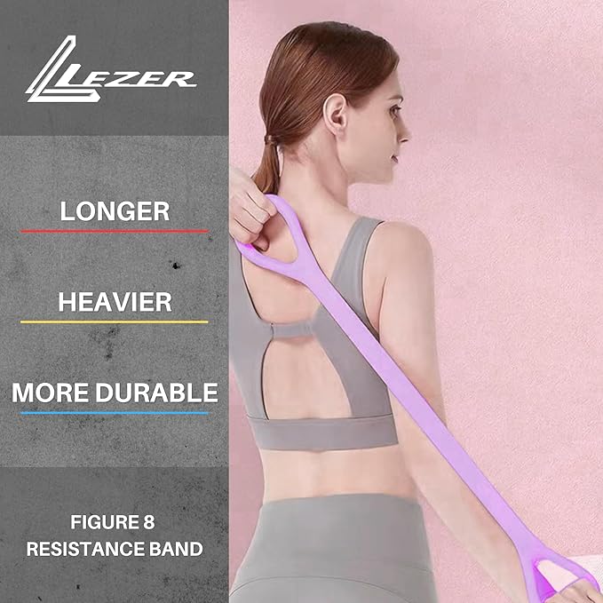 LEZER Figure 8 Resistance Band, Fitness Elastic Rope, Execrise Workout for Arm, Back, Chest and Shoulder, Yoga, Pilates, Stretching, Physical Therapy Equipment