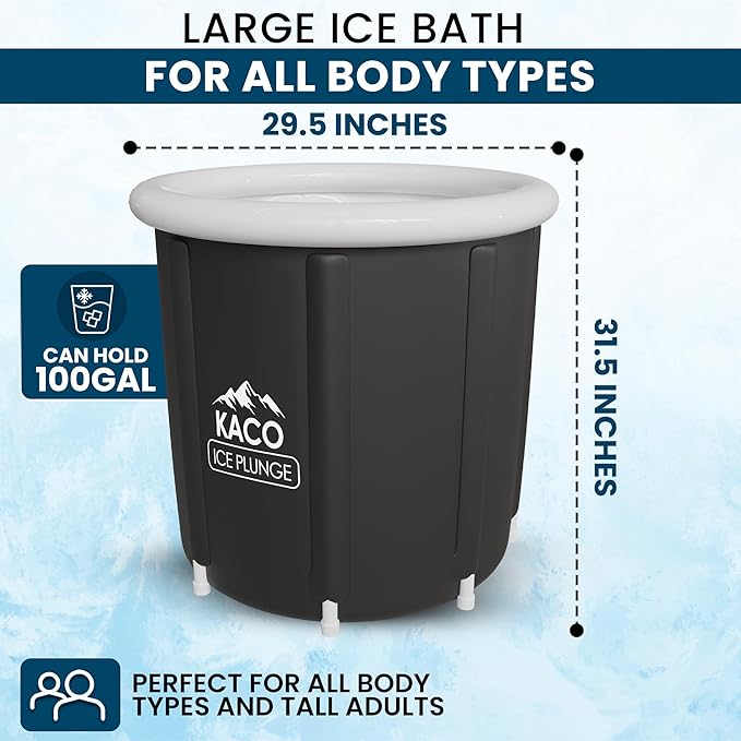 Ice Plunge Tub – Large Insulated Ice Bath for Cold Water Therapy – 100 Gallon Portable Ice Barrel for Athletes, Recovery & Wellness – Durable PVC, Easy Setup, Leakproof & Spacious