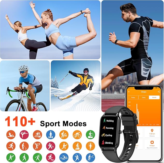 Smart Watch (Answer/Make Call), 2025 New Fitness Tracker for Men Women 1.57” HD Fitness Watch, Heart Rate/Sleep Monitor/Pedometer/Calories, 113+ Sports IP68 Waterproof Activity Tracker for Android iOS