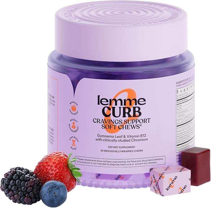 Lemme Curb Cravings Soft Chews - Manage Appetite, Support Metabolism & Lean Body w/Clinically Studied Chromium, Gymnema & B12 for Healthy Weight Management, Mixed Berry