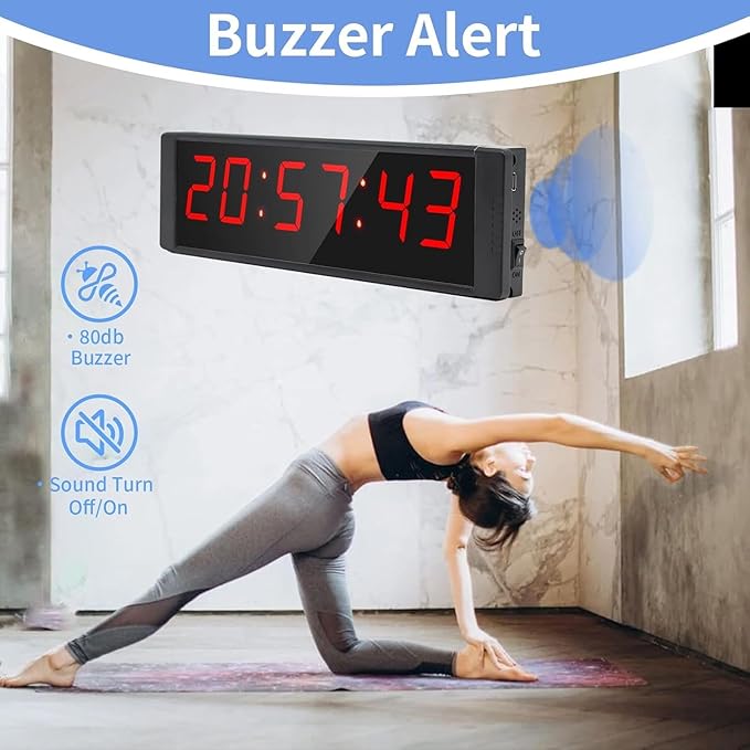 Large Stopwatch with Start/Stop Button, LED Digital Timer with Remote, Countdown Clock with Buzzer, Gym Clock for Home Gym, Interval Timer for Workout