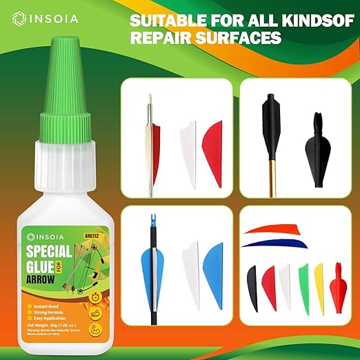 Arrow Fletching Glue, 30g Clear Fast-Dry Insert Adhesive for Arrow Vanes, Feathers & Fletching ??Super Bond Arrow Glue for Carbon, Aluminum & Wood Shafts, Waterproof & Precision Tip