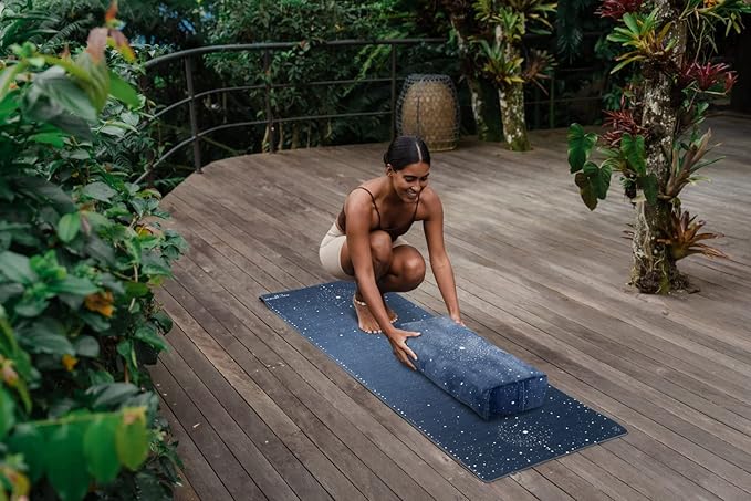 YOGA DESIGN LAB | The Yoga Bolster | Comfortable, Supportive Eco-Friendly Luxury Yoga Cushion | Recycled Plastic Bottle Microfiber | Natural Cotton, Foam Filling (Celestial)