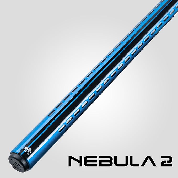 RHINO Nebula 2 Pool Cue - 100% Carbon Fiber Shaft & Composite Butt. Time Crystal Tip, Pro Taper Design, 12.4 mm,12.8 mm. 3/8-8 Joint, 3D Friction Grip. Low Deflection Pool Cue