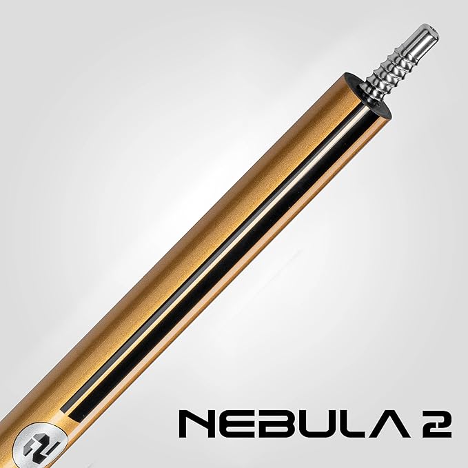RHINO Nebula 2 Pool Cue - 100% Carbon Fiber Shaft & Composite Butt. Time Crystal Tip, Pro Taper Design, 12.4 mm,12.8 mm. 3/8-8 Joint, 3D Friction Grip. Low Deflection Pool Cue
