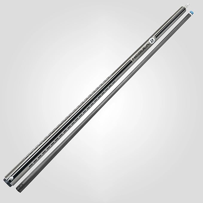RHINO Nebula 2 Pool Cue - 100% Carbon Fiber Shaft & Composite Butt. Time Crystal Tip, Pro Taper Design, 12.4 mm,12.8 mm. 3/8-8 Joint, 3D Friction Grip. Low Deflection Pool Cue