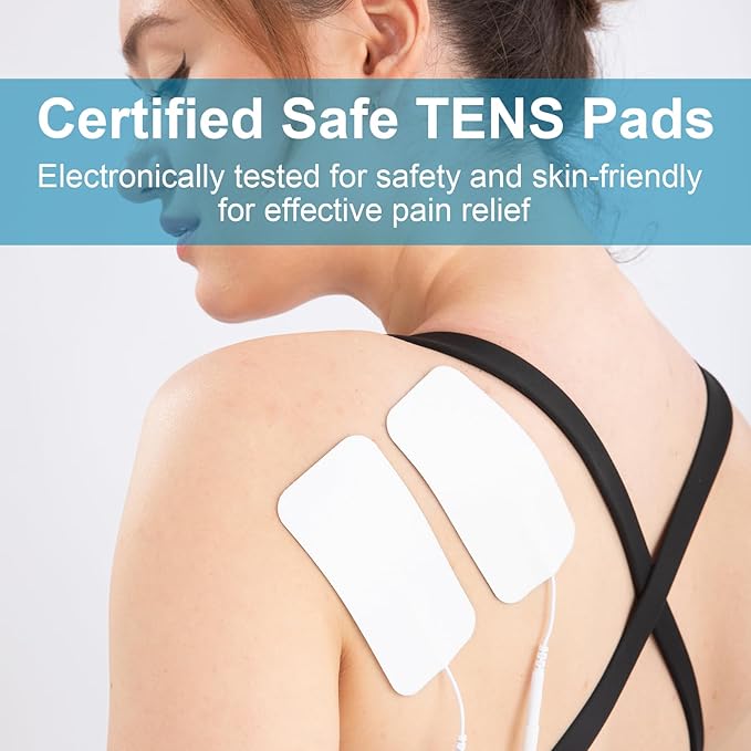 DOMAS TENS Unit Electrode Pads (XL) - 4x6 Inch for Back Pain Relief- Compatible with TENS 7000 and Other 2mm Pin Units - Reusable & Latex-Free