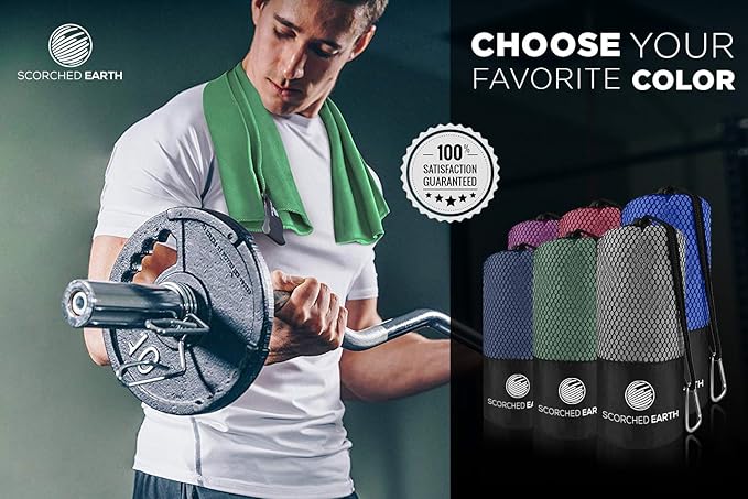 ScorchedEarth Microfiber Travel & Sports Towel Set (Evergreen) - XL Set (39x70.5 & 12x24)