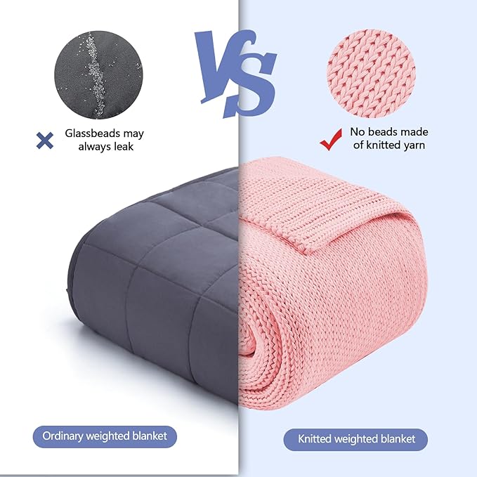 L'AGRATY Knitted Weighted Blanket - 60"x80" 20lbs Cooling Chunky Knit Heavy Blanket for Adults Braided Crochet Throw Thick Cable Yarn Knit Decorative No Beads Evenly Weighted Machine Washable