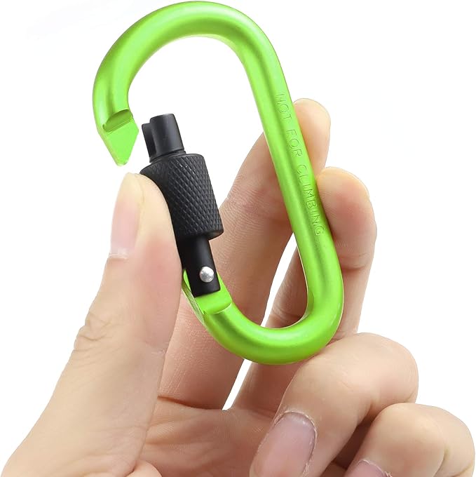10 Pack Aluminum D Ring Key Rings Hiking Clips Locking Carabiner for Hiking Camping Fishing and Outdoor Use,Clips with Screw Gate Multicolored