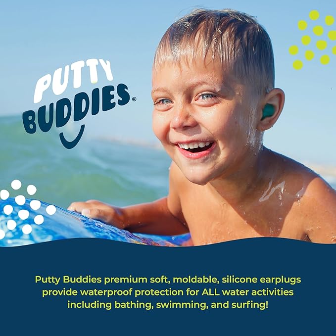 Earvolution Floating Putty Buddies Ear Plugs for Swimming - Invented by an Ear Physician - Moldable, Premium, Silicone - Floats on Water - Waterproof - Made in The USA - 3 Pack - Hot Pink