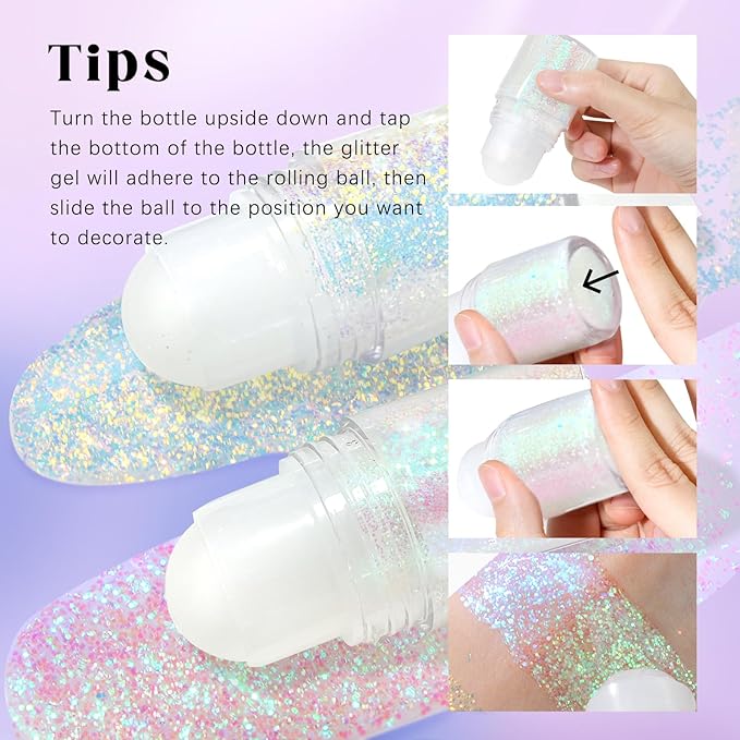 Roll-on Holographic Body Glitter Gel for Face Hair, Chameleon Color Changing Glitter Gel Under Light, Chunky Mermaid Sequins Festival Party Rave Accessories Shimmer Makeup (11# Mermaid)