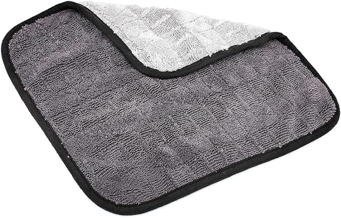 The Rag Company Gauntlet Car Drying Towel - 70/30 Korean Microfiber, Dries Faster Without Scratching, 900gsm, 12x12 inches, Ice Grey/Grey, 3 Pack