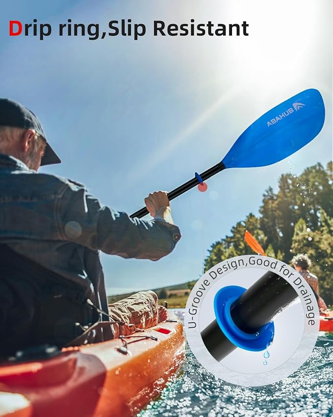 Abahub Adjustable Kayak Paddle 210-230 cm/ 230-250 cm Floating Kayaking Oars Boating Oars Canoeing Oars Black
