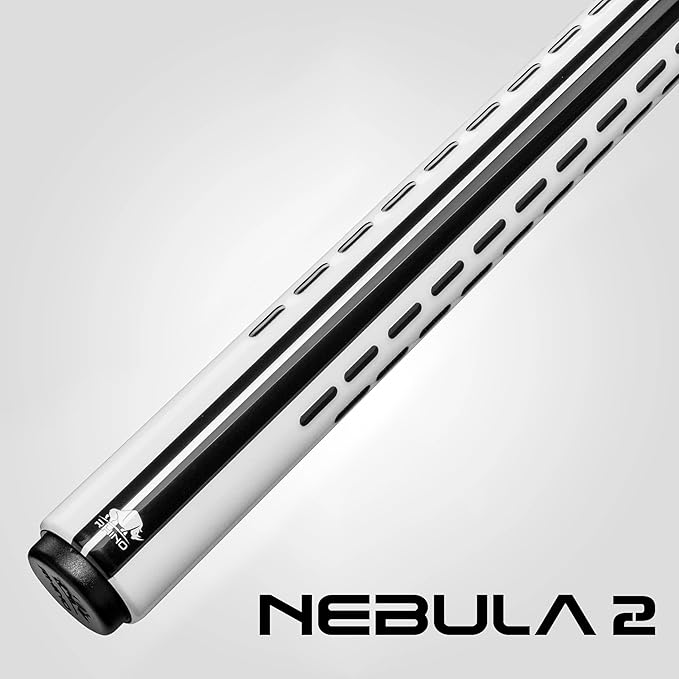 RHINO Nebula 2 Pool Cue - 100% Carbon Fiber Shaft & Composite Butt. Time Crystal Tip, Pro Taper Design, 12.4 mm,12.8 mm. 3/8-8 Joint, 3D Friction Grip. Low Deflection Pool Cue