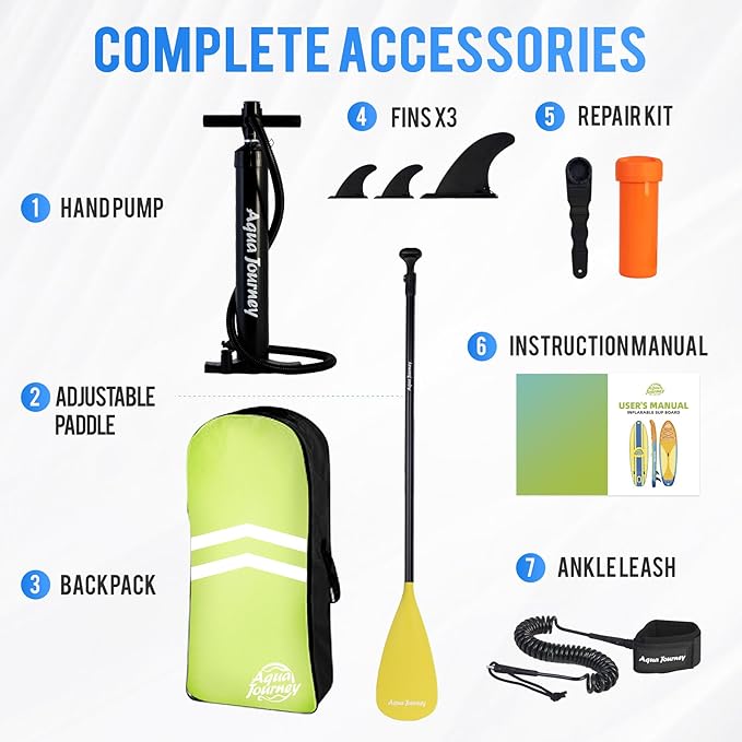 10'6"Inflatable Stand Up Paddle Board Ultra Portable-Lightweight & Stable|All-in-One Kit w/Aluminum Paddle, Dual-Action Pump & Backpack|Lakes & Oceans Ready for Family Recreation by Aquajourney
