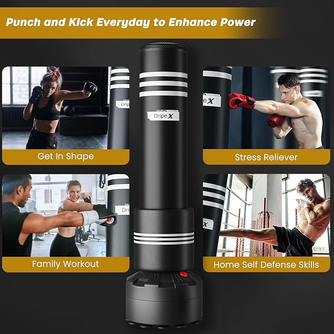 Dripex Freestanding Punching Bag, Heavy Boxing Bag with Stand for Adult Youth - Men Standing Boxing Punch Bag for Home Gym Workout