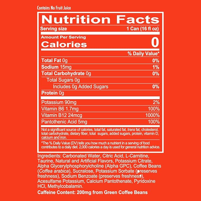 REDCON1 Energy High Performance Drink, Sour Peach Rings - Zero Sugar Energy Drink with Alpha GPC Nootropic - 200mg Natural Caffeine from Green Coffee Beans - Vitamin B6, B12 & B5 to Boost Mood (12 ct)
